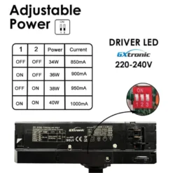 Foco carril Trifásico SAMOS, 40W-26W, negro, 24º-60º, UGR13, CCT