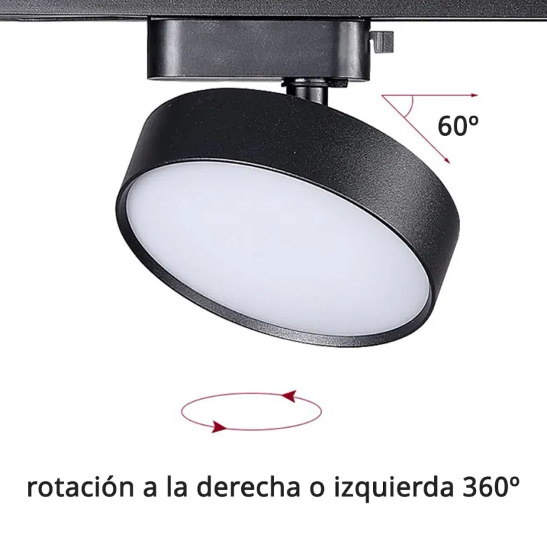 Foco LED KAST carril monofásico, 24W, negro