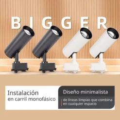 Foco LED para Carril Monofásico JUCAN 30W - Alta Fidelidad Cromática (CRI92), negro