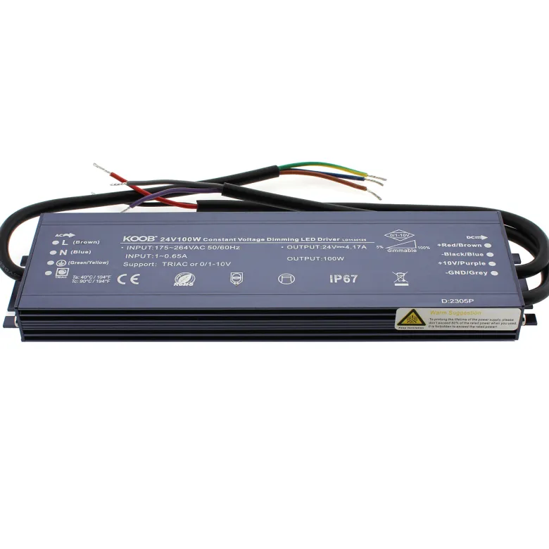 Fuente de alimentación DC24V/100W/4.17A, 0/1-10V, TRIAC, 5 en 1, IP67