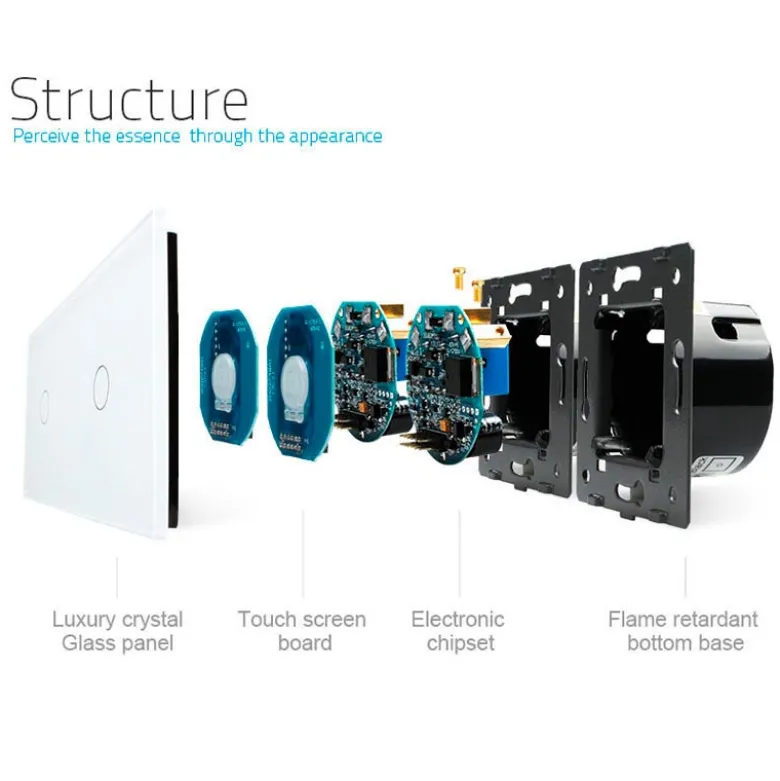Interruptor táctil, 2 botones, frontal rosa LIVOLO