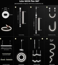 Kit accesorios NEON ⦰24mm instalación doble techo