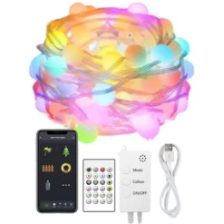 Kit guirnalda DC5V, 66 led-globo, 10m, RGB, WiFi + Bluetooth