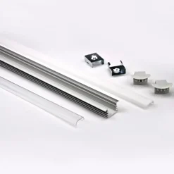 KIT - Perfil aluminio CAMPRO para tiras LED, 1 metro