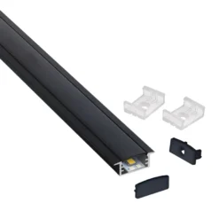 KIT - Perfil aluminio HAIN para tiras LED, 1 metro, negro