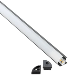 KIT - Perfil aluminio KORK-magnet para tiras LED, 1 metro, negro