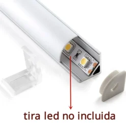 KIT - Perfil aluminio KORK-mini para tiras LED, 2 metros, negro
