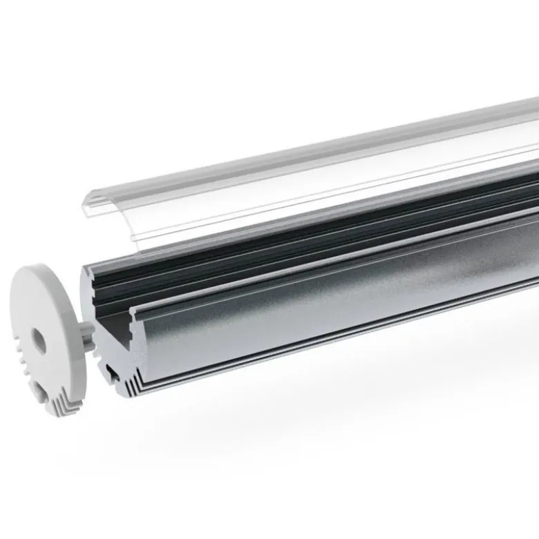 KIT - Perfil aluminio KROB-S para tiras LED, 1 metro