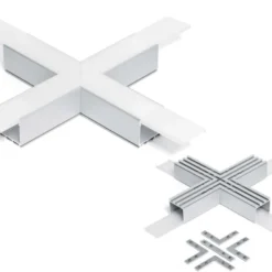 KIT - Perfil aluminio TEITO para tiras LED, 1 metro, blanco