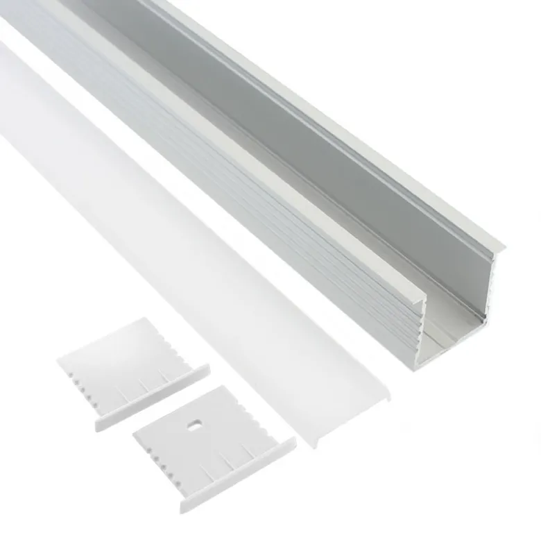 KIT - Perfil aluminio TEITO para tiras LED, 1 metro, blanco