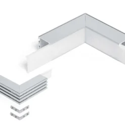 KIT - Perfil aluminio TEITO para tiras LED, 1 metro, blanco