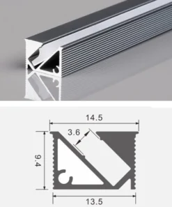 KIT - Perfil KIRK con cubierta de silicona para tiras LED, 1 metro, gris