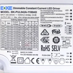 LED Driver BOKE DC3-42V/42W/300mA-1100mA, Regulable DALI