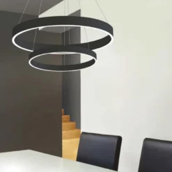 Lámpara colgante RINGEND 38W, negro, Triac regulable, Ø60cm