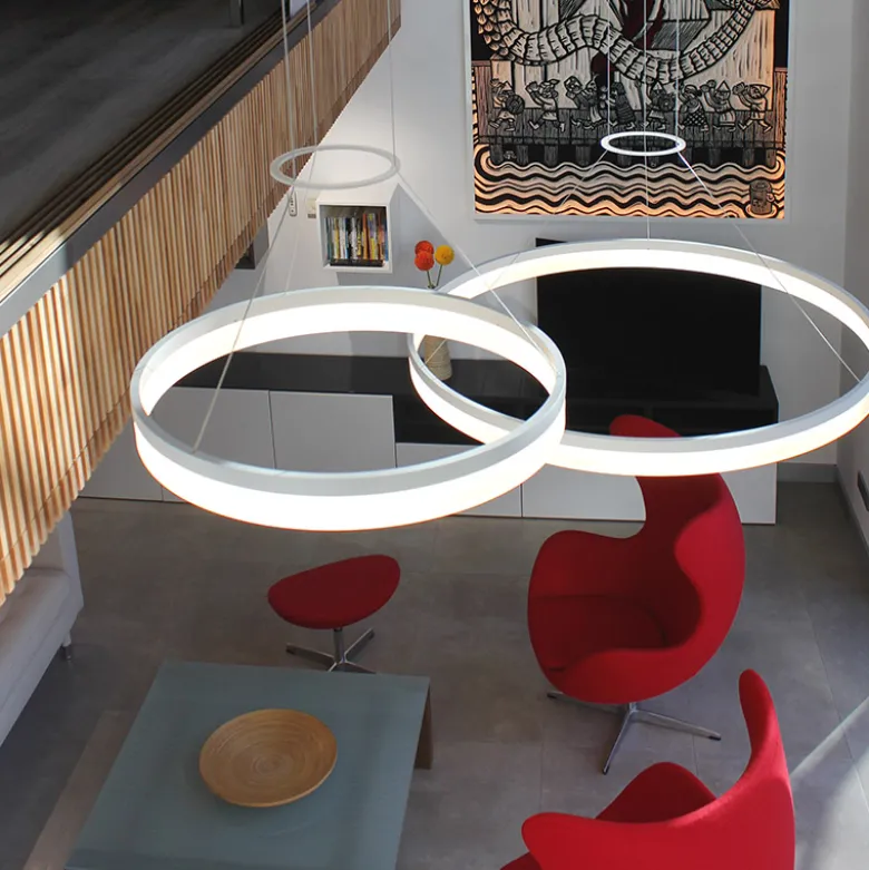 Lámpara colgante RING 73W, negro, Triac regulable, Ø100cm