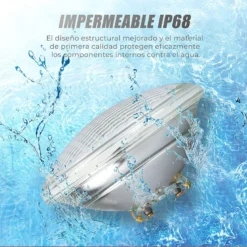 Lámpara LED PAR56 para piscinas, G53, 45W, Acero Inox.