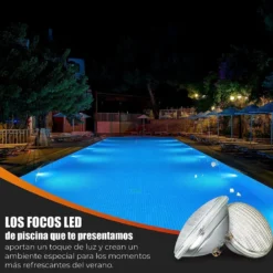 Lámpara LED PAR56 para piscinas, G53, 45W, Acero Inox.