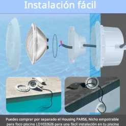 Lámpara LED PAR56 para piscinas, G53, 30W, AZUL Cristal