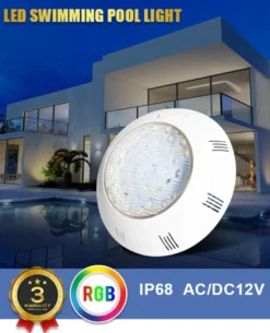 Lámpara LED RGB+4000K para piscinas, 35W, Superficie