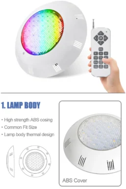 Lámpara LED RGB+4000K para piscinas, 35W, Superficie