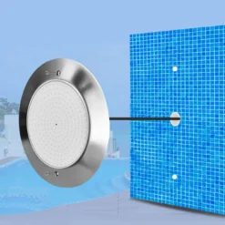 Lámpara LED SLIM 5mm Ø230mm para piscinas, 12V AC/DC, IP68, 35W, acero inox 316
