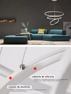 Luminaria colgante ELIX, 60W, blanco, Ø57+38cm