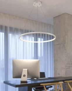 Luminaria colgante ELIX, 60W, blanco, Ø57+38cm