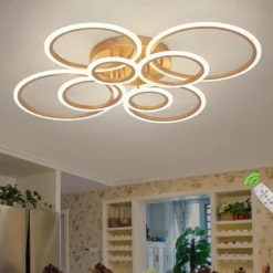 Luminaria CYCLE 8 aros, 160W, CCT, 0-10V, mando+WiFi, golden