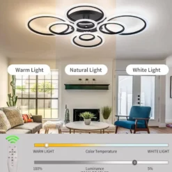 Luminaria CYCLE 8 aros, 160W, CCT, 0-10V, mando+WiFi, antracita