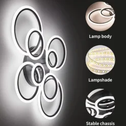 Luminaria CYCLE 8 aros, 160W, CCT, 0-10V, mando+WiFi, antracita