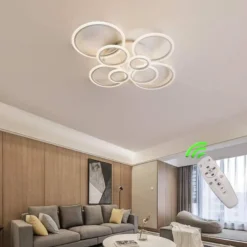 Luminaria CYCLE 8 aros, 160W, CCT, 0-10V, mando+WiFi, blanco