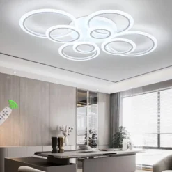 Luminaria CYCLE 8 aros, 160W, CCT, 0-10V, mando+WiFi, blanco