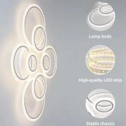 Luminaria CYCLE 8 aros, 160W, CCT, 0-10V, mando+WiFi, blanco