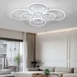 Luminaria CYCLE 8 aros, 160W, CCT, 0-10V, mando+WiFi, blanco
