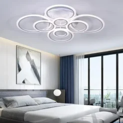 Luminaria CYCLE 8 aros, 160W, CCT, 0-10V, mando+WiFi, blanco