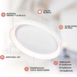 Luminaria superficie CYCLE, 80W, 810mm, CCT, blanco
