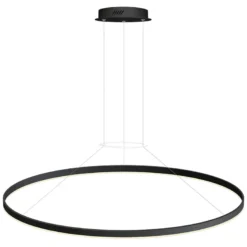 Luminaria superficie o suspendida RING 75W, Ø1200mm, negro