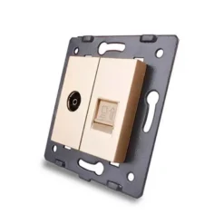 Mecanismo de empotrar TV + Red RJ45, golden LIVOLO