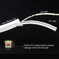 NEON Flex LED LUX COB 10x10mm, DC24V, 8,5W, 100cm, IP67, Corte Libre