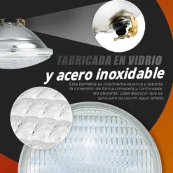 Pack Lámpara LED PAR56 RGB para piscinas, G53, 45W, Acero Inox. Int. + Nicho