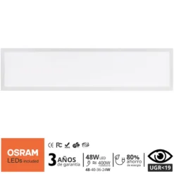 Pack 6 x Paneles LED 48W-40W-36W-24W, 30x120cm, 4CCT, UGR<19