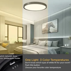 Plafón Led KRAMFOR 48W, superficie, ⦰500mm, CCT, Bluetooth + mando RF, blanco