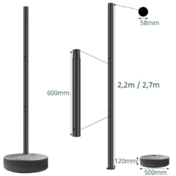 Poste farola portátil acero galvanizado modular 2,2m