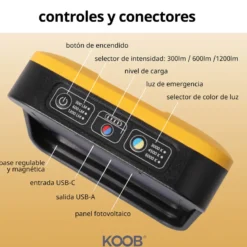 Proyector LED 6 en 1. Solar, Multifunción 50W, CCT, Regulable, Power Bank, Magnético, Litio 3,7V - 6000mAH