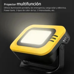 Proyector LED 6 en 1. Solar, Multifunción 50W, CCT, Regulable, Power Bank, Magnético, Litio 3,7V - 6000mAH