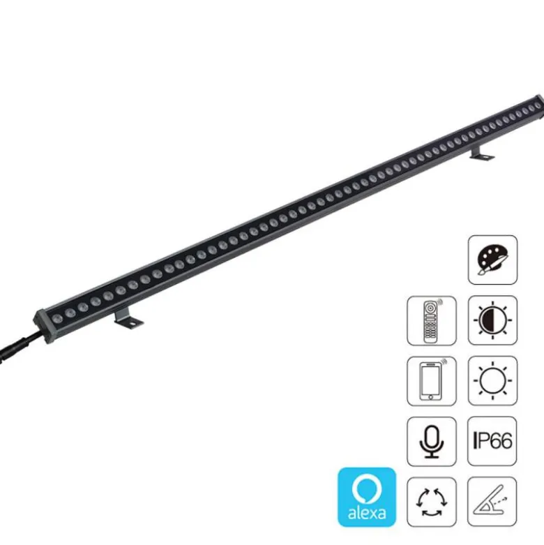 Proyector LED lineal 24W RGB+CCT, DC24V, RF, Alexa, SINC. 1m