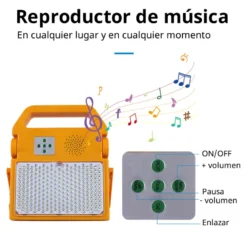 Proyector LED, 100W solar/con batería recargable + emergencia + power bank + bluetooth speaker