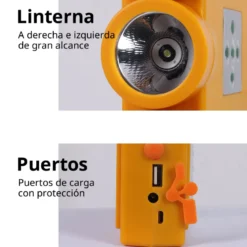 Proyector LED, 100W solar/con batería recargable + emergencia + power bank + bluetooth speaker