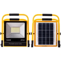 Proyector LED, 100W solar con batería recargable + power bank + emergencia