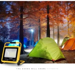 Proyector LED, 100W solar con batería recargable + power bank + emergencia